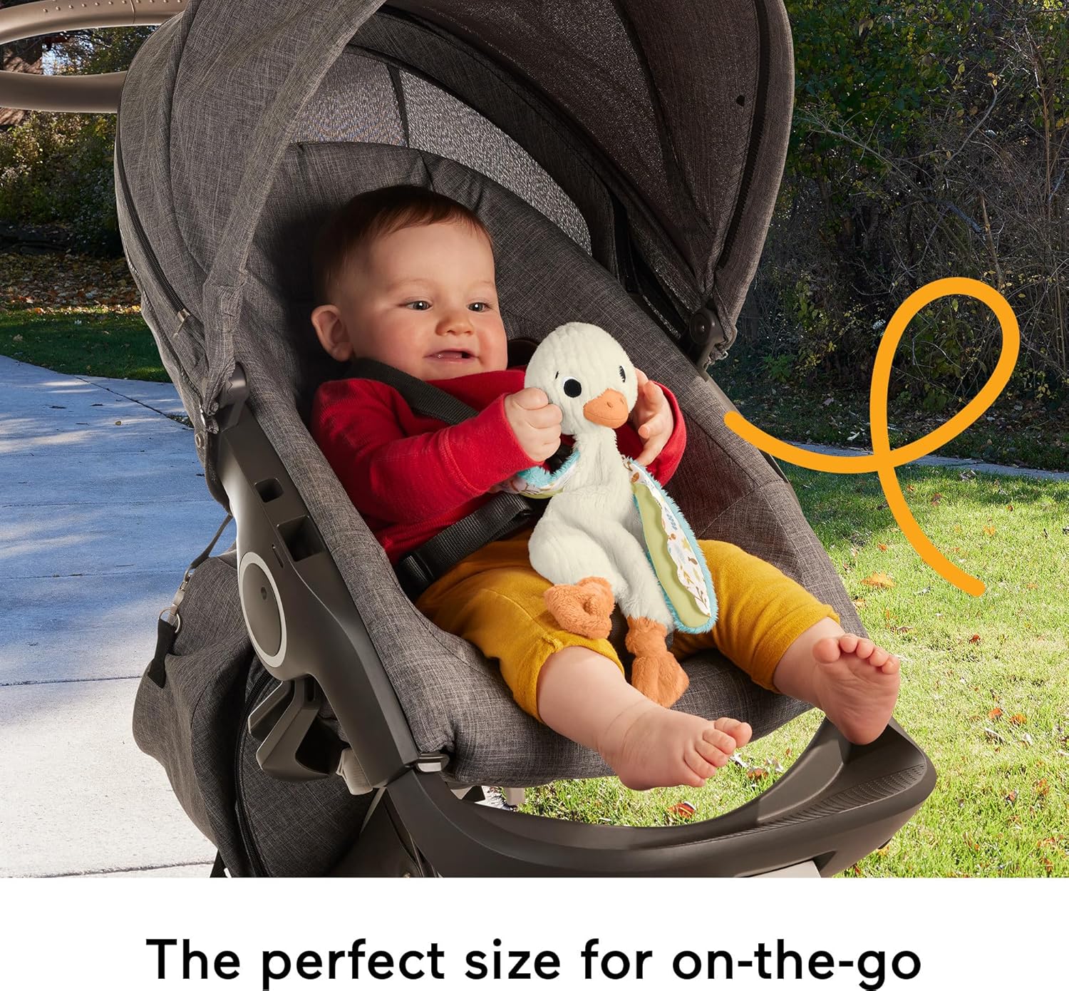 Fisher Price Baby Sensory Toy Snuggle Up Goose Plush with Jingle Sounds for Developmental Play Newborns Ages 3 Months