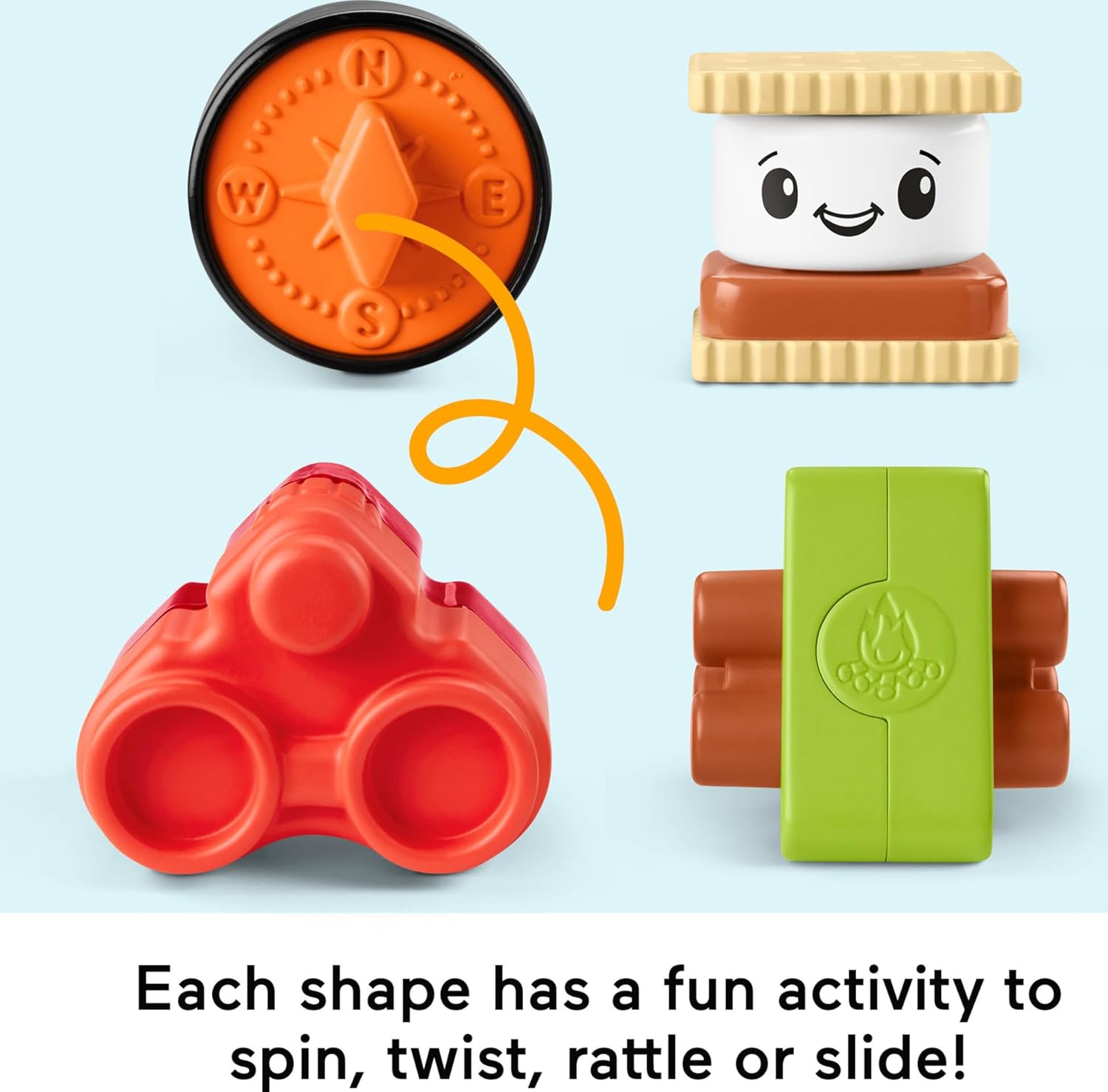 FisherPrice Baby Developmental Toy SMore Shapes Camping Tent Block Sorting Activity for Infants Ages 6 MonthsCamping Tent