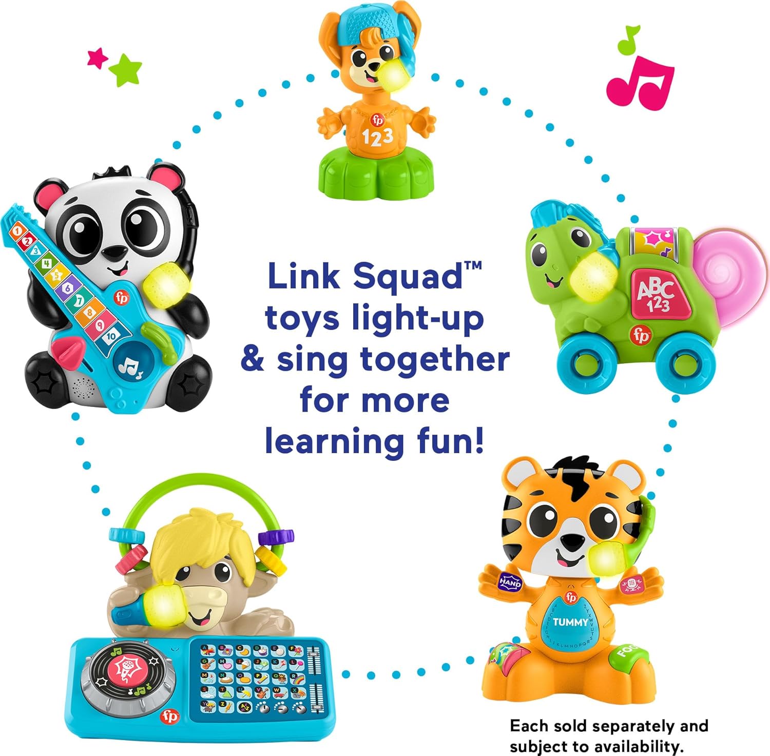 FisherPrice Baby Learning Toy Link Squad Opposites Fox with Music ampamp Lights for Ages 9 Months Compatible Only with Link Squad Items