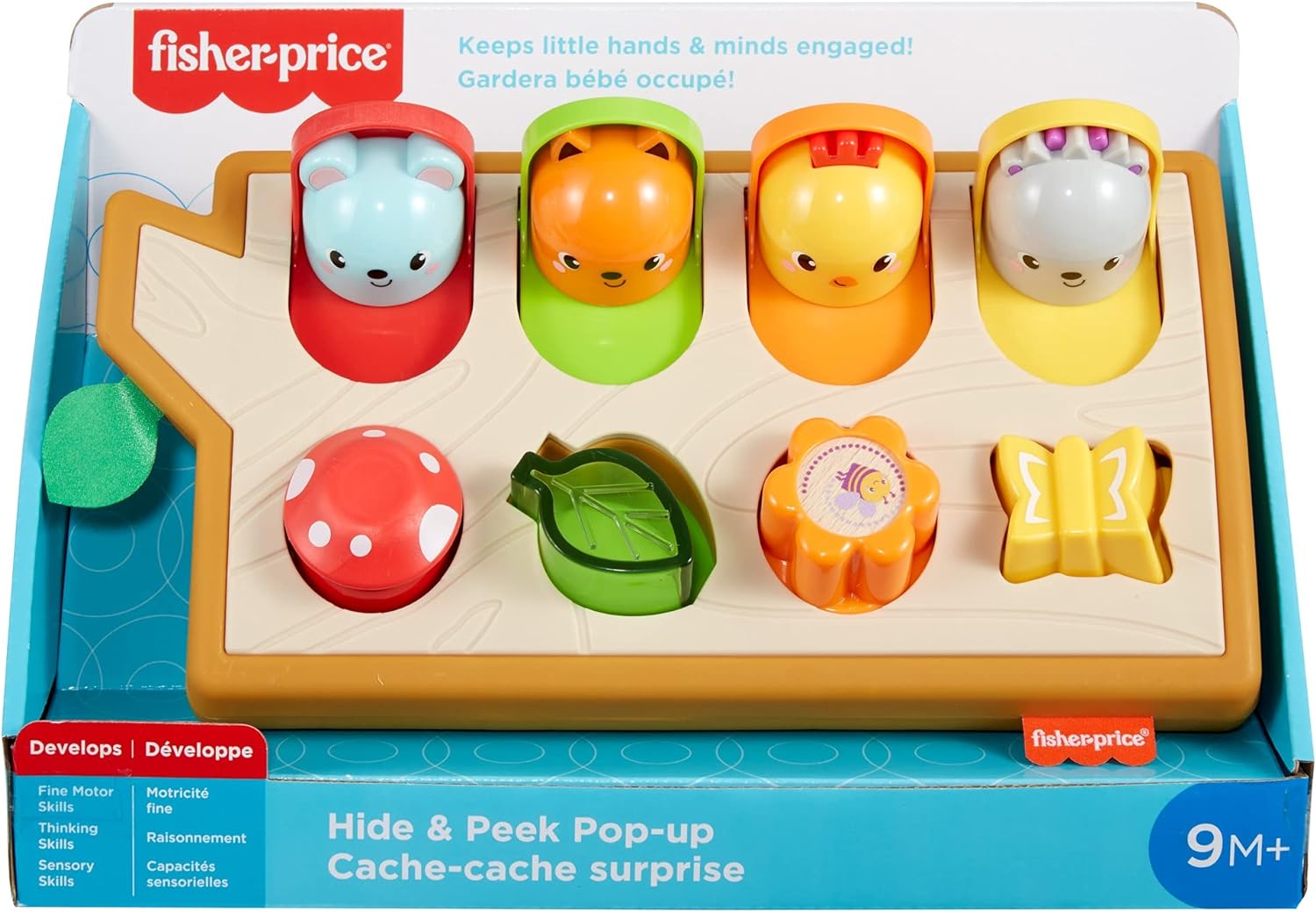 FisherPrice Baby Toy Hide ampamp Peek PopUp AnimalThemed Sensory Activity with Wood Accents ampamp Sounds for Ages 9 Months