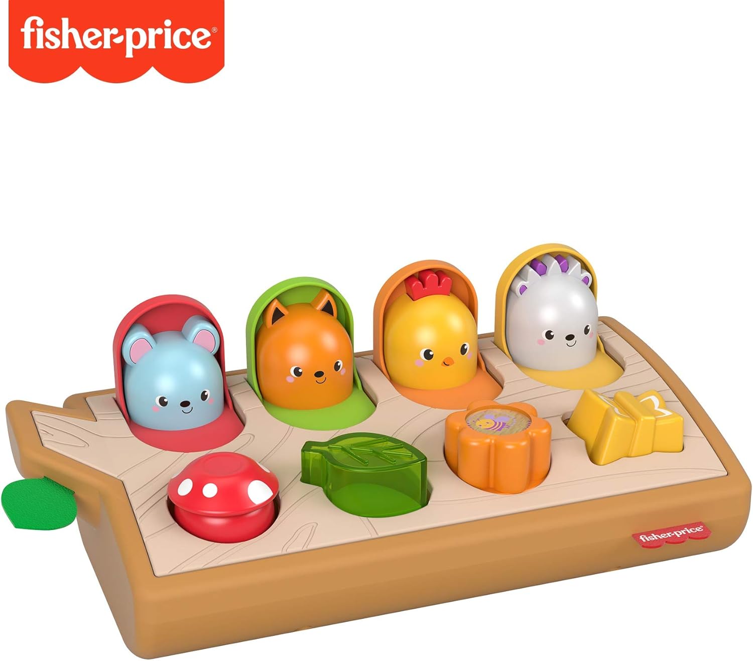 FisherPrice Baby Toy Hide ampamp Peek PopUp AnimalThemed Sensory Activity with Wood Accents ampamp Sounds for Ages 9 Months