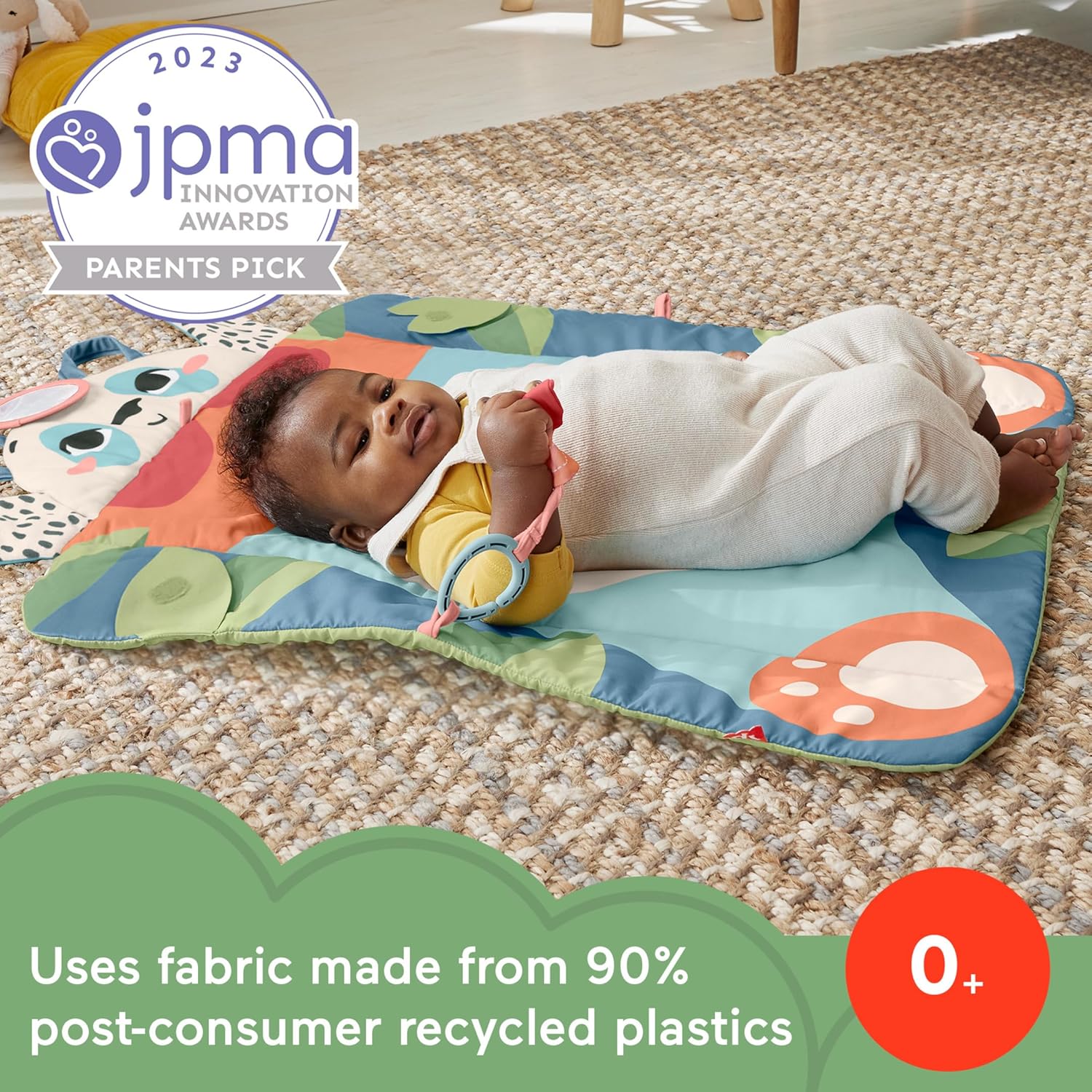 FisherPrice Baby Toy Planet Friends RolyPoly Panda Play Mat Portable Tummy Time Activity for Developmental Play for Newborns Ages 0 Months