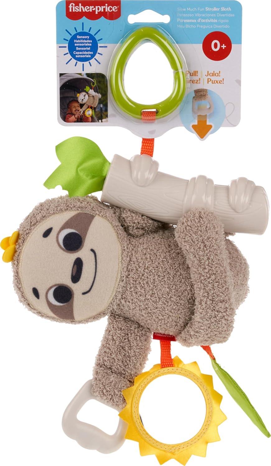 FisherPrice Baby Toy Slow Much Fun Stroller Sloth Travel Activity with Motion ampamp Sensory Details for Newborns Ages 0 Months