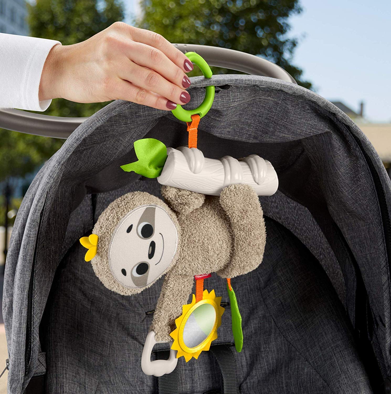 FisherPrice Baby Toy Slow Much Fun Stroller Sloth Travel Activity with Motion ampamp Sensory Details for Newborns Ages 0 Months