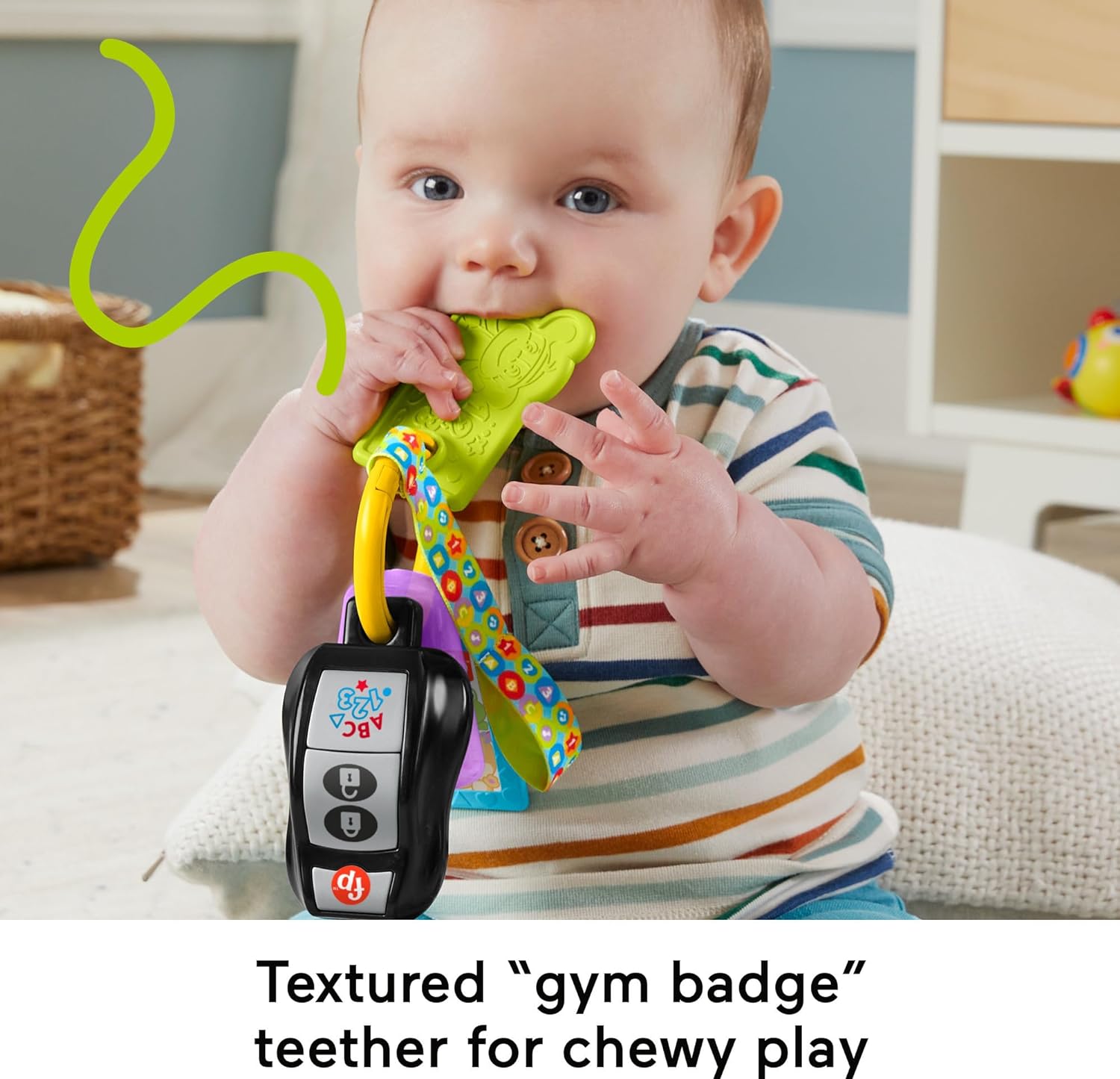 FisherPrice Baby Travel Toy Laugh ampamp Learn Play ampamp Go Activity Keys with Learning Music Teether ampamp Mirror for Infants Ages 6 Months