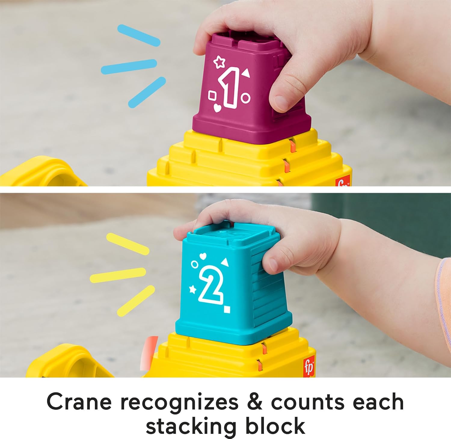 FisherPrice Baby ampamp Toddler Learning Toy Count ampamp Stack Crane with Blocks Lights Music ampamp Sounds for Infants Ages 9 Months