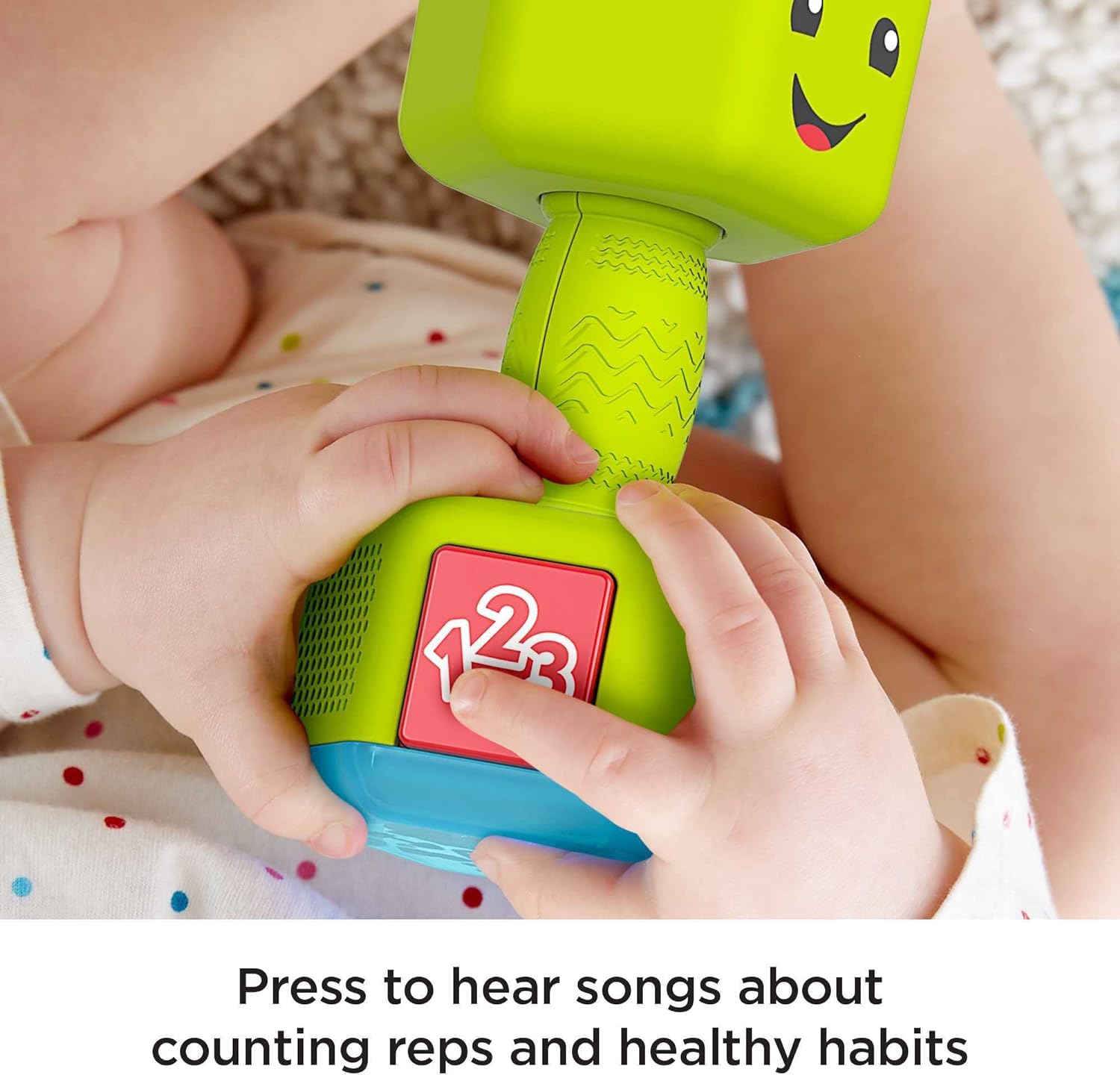 FisherPrice Baby ampamp Toddler Toy Laugh ampamp Learn Countin Reps Dumbbell Rattle with Learning Lights ampamp Music for Infants Ages 6 Months
