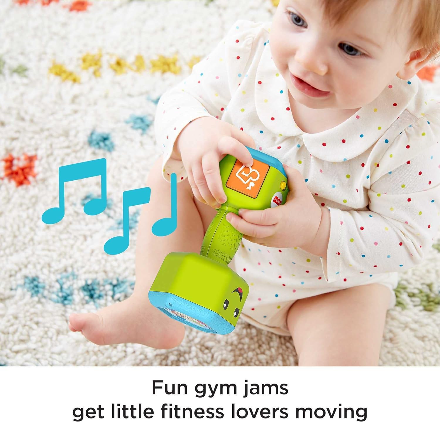FisherPrice Baby ampamp Toddler Toy Laugh ampamp Learn Countin Reps Dumbbell Rattle with Learning Lights ampamp Music for Infants Ages 6 Months