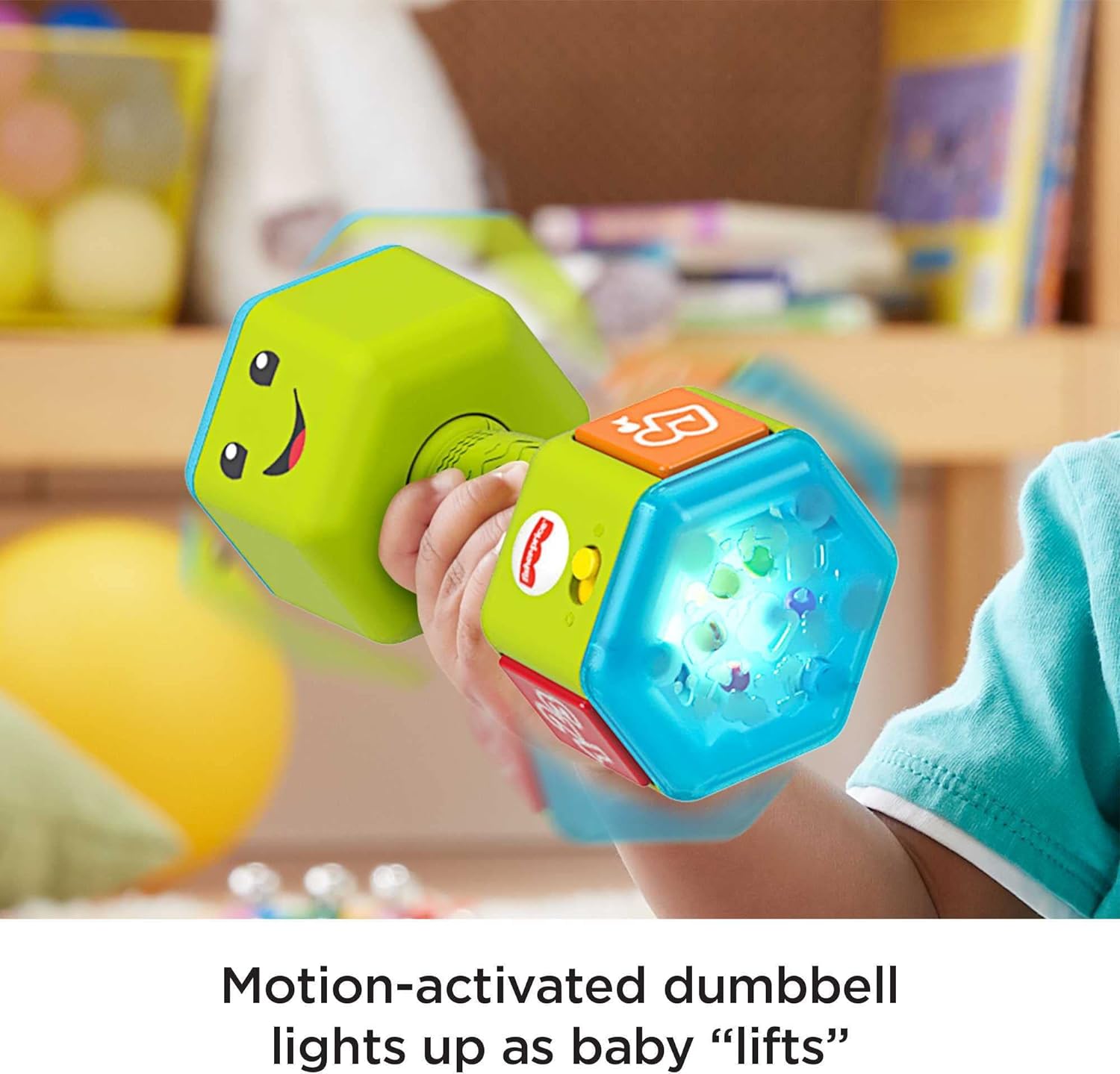FisherPrice Baby ampamp Toddler Toy Laugh ampamp Learn Countin Reps Dumbbell Rattle with Learning Lights ampamp Music for Infants Ages 6 Months
