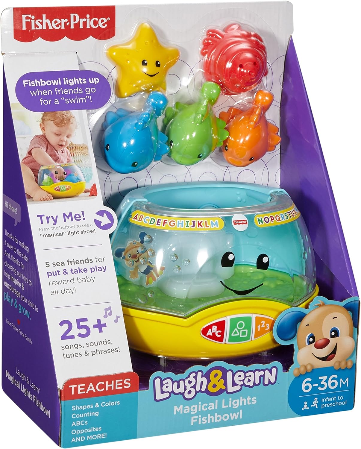 FisherPrice Baby ampamp Toddler Toy Laugh ampamp Learn Magical Lights Fishbowl with Smart Stages Learning Content for Infants Ages 6 Months