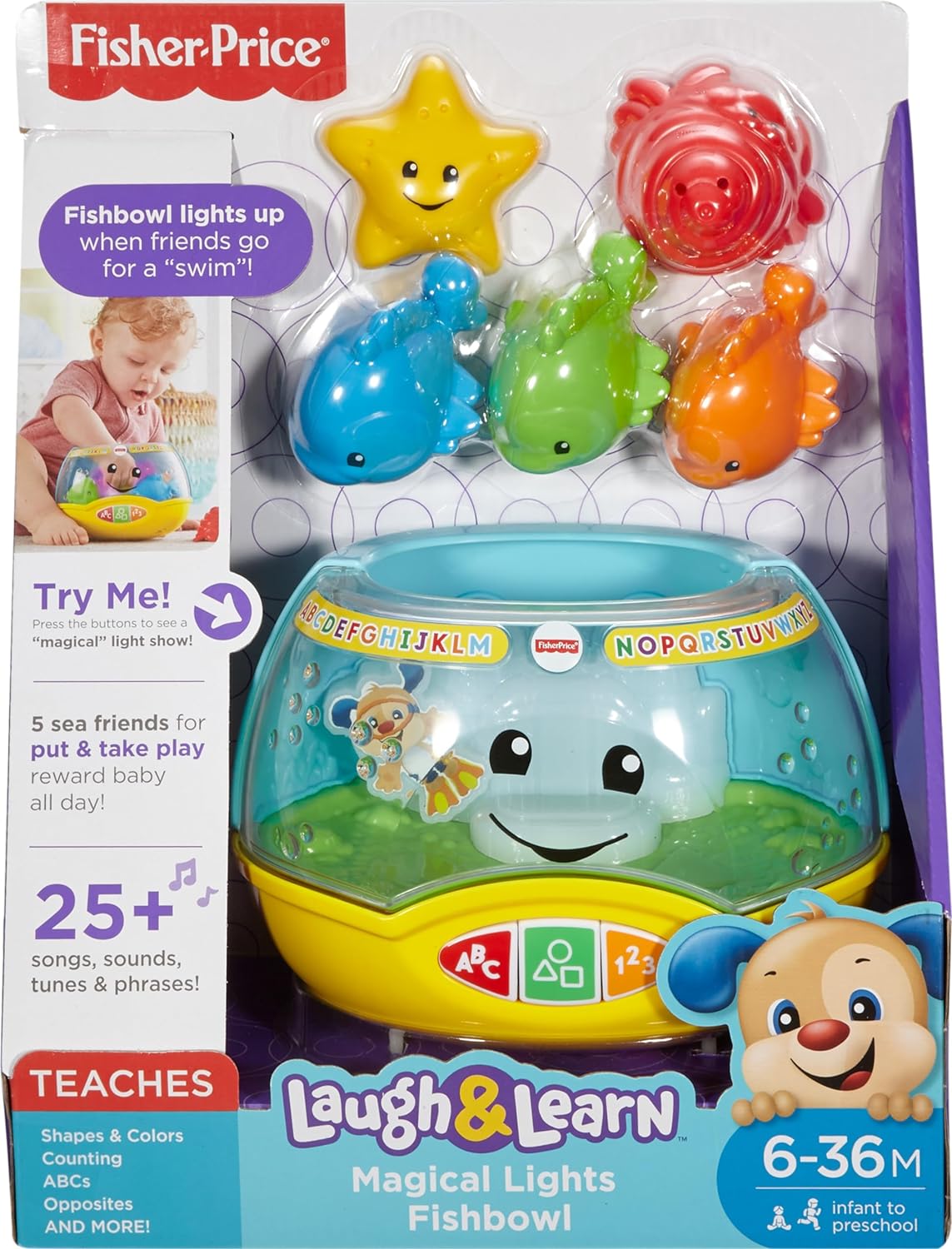 FisherPrice Baby ampamp Toddler Toy Laugh ampamp Learn Magical Lights Fishbowl with Smart Stages Learning Content for Infants Ages 6 Months