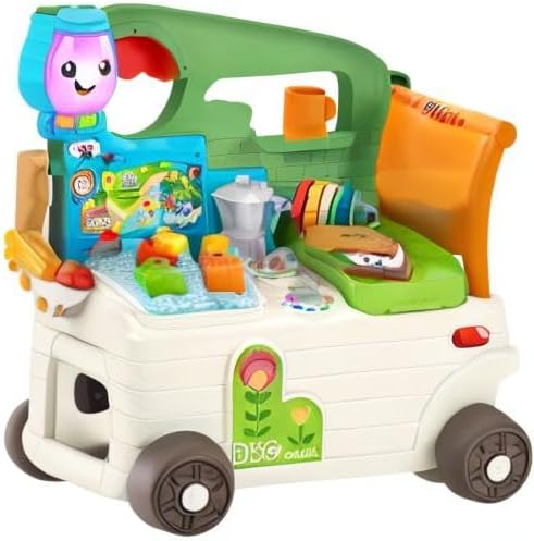 FisherPrice Baby to Toddler Toy Laugh ampamp Learn 3in1 OntheGo Camper Walker ampamp Activity Center with Smart Stages for Ages 9 Months TanGreenWhite
