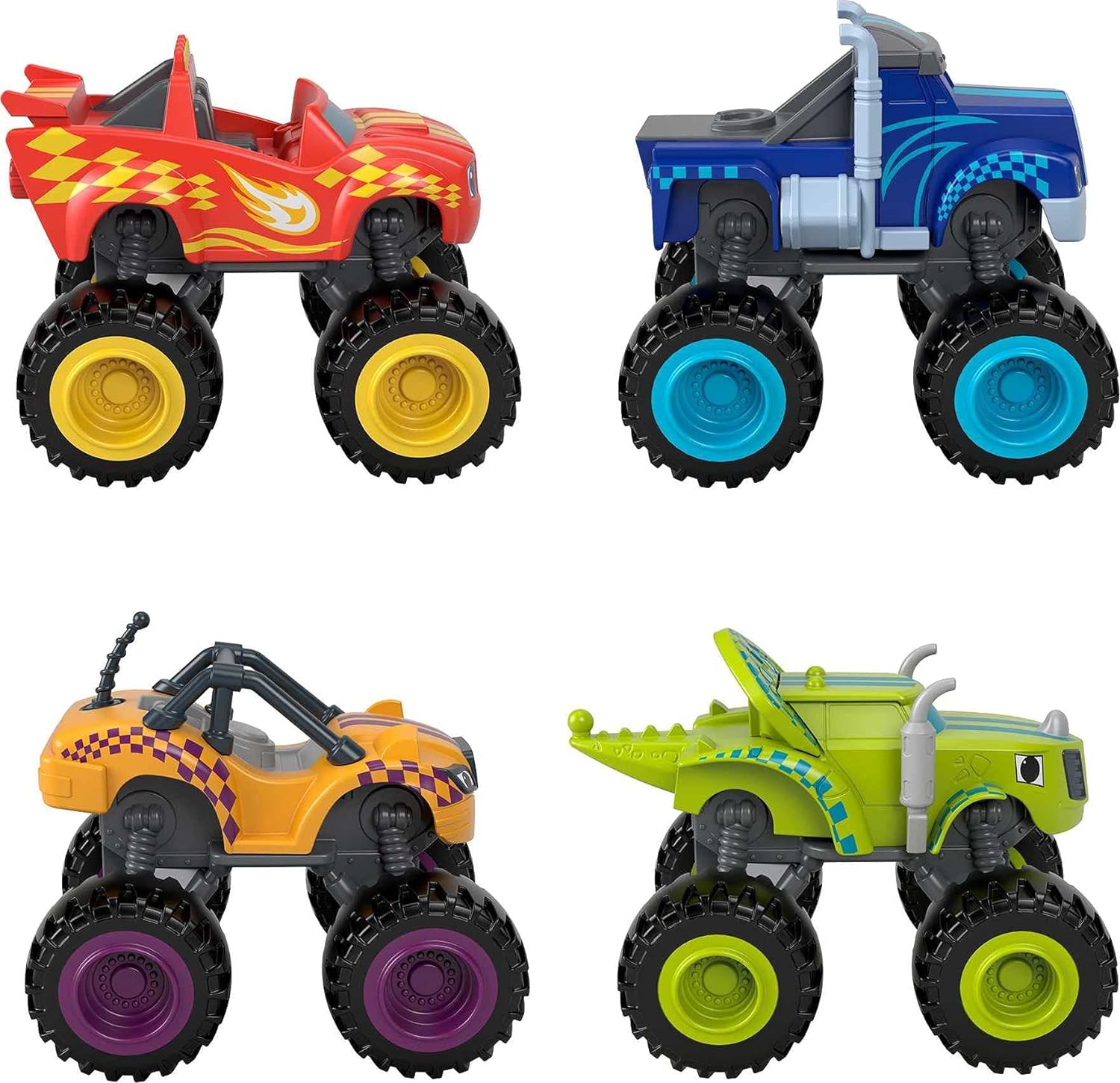 FisherPrice Blaze and The Monster Machines Diecast Toys Racers 4 Pack of PushAlong Metal Vehicles for Pretend Play Preschool Kids Ages 3 Years Amazon Exclusive4 pack