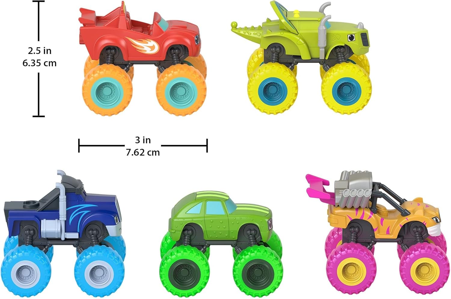 FisherPrice Blaze and The Monster Machines Diecast Toys Racers 4 Pack of PushAlong Metal Vehicles for Pretend Play Preschool Kids Ages 3 Years Amazon Exclusive5 pack