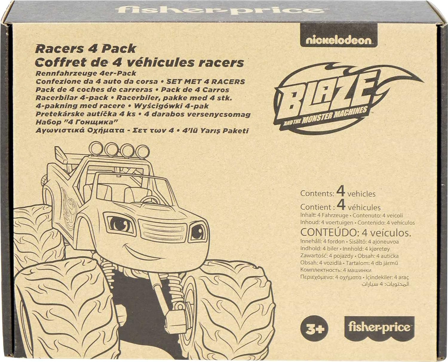 FisherPrice Blaze and The Monster Machines Diecast Toys Racers 4 Pack of PushAlong Metal Vehicles for Pretend Play Preschool Kids Ages 3 Years Amazon Exclusive4 pack