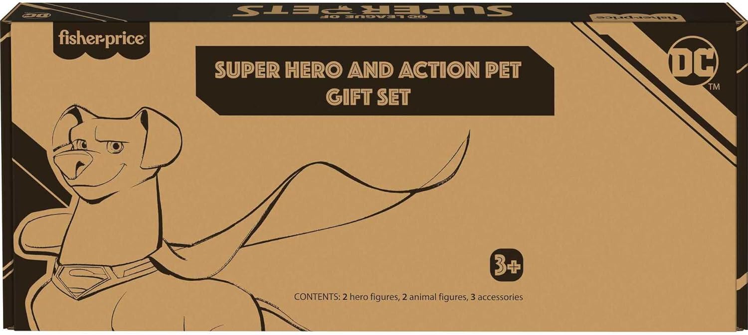 FisherPrice DC League of SuperPets Preschool Toys Super Hero ampamp Action Pet Set Batman Superman Krypto ampamp Ace for Kids Ages 3 Years