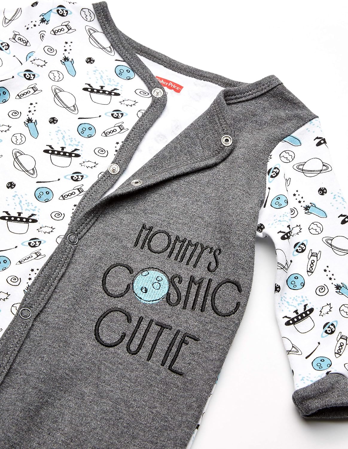 FisherPrice Embroidered OnePiece CoverallGrayWhite