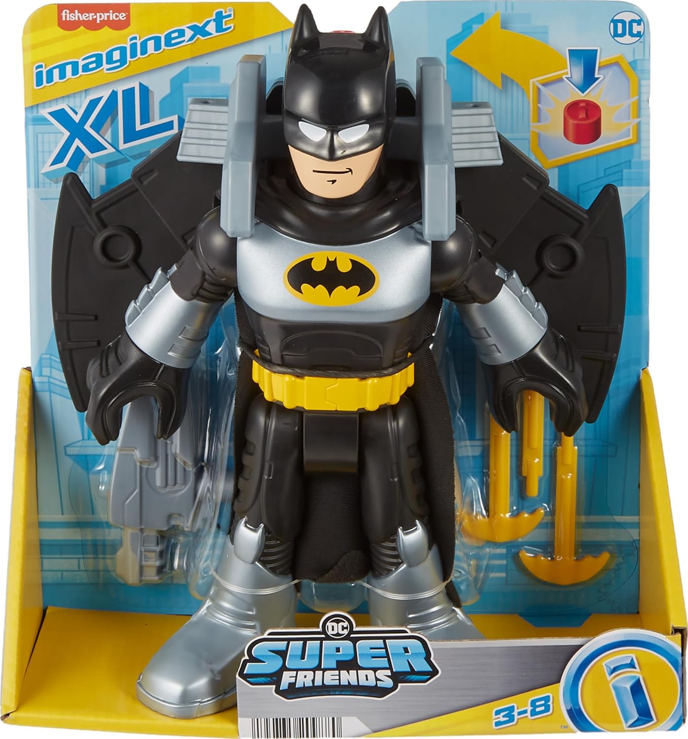 FisherPrice Imaginext DC Super Friends Batman Toy Batglider and XL Figure 10 Inches with Launcher for Pretend Play Kids Ages 3 Years