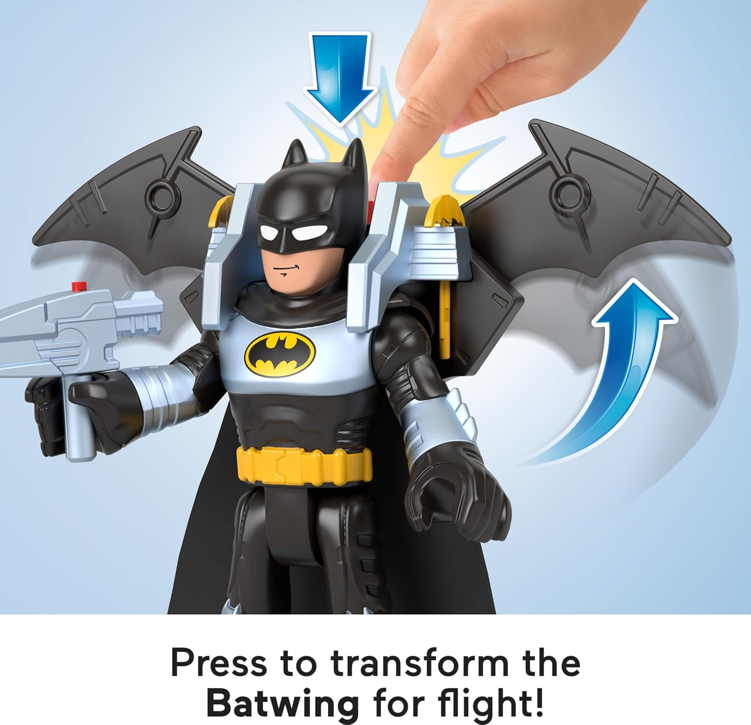 FisherPrice Imaginext DC Super Friends Batman Toy Batglider and XL Figure 10 Inches with Launcher for Pretend Play Kids Ages 3 Years