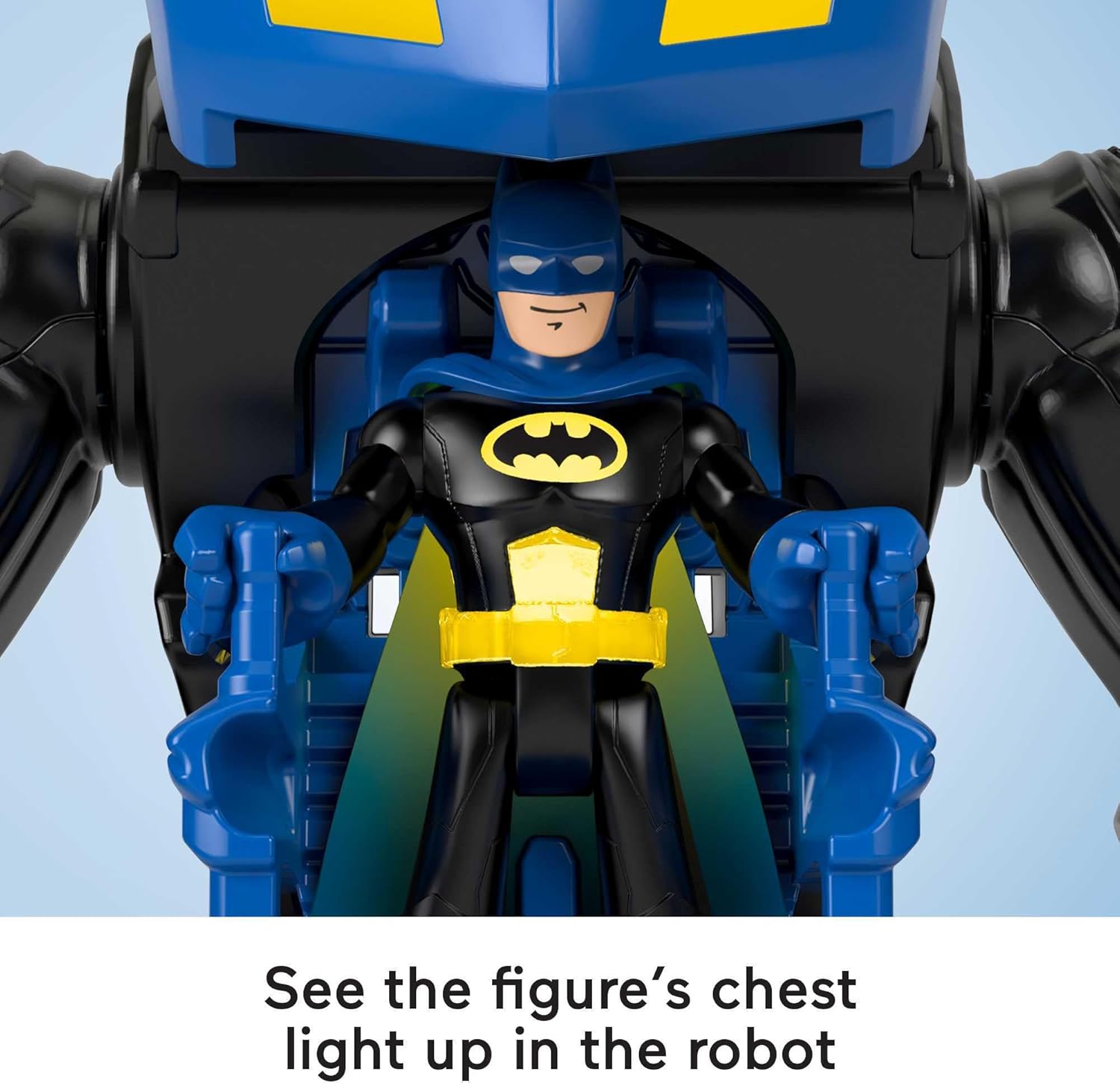 FisherPrice Imaginext DC Super Friends Batman Toy Battling Robot with Poseable Figure ampamp Lights for Pretend Play Kids Ages 3 Years