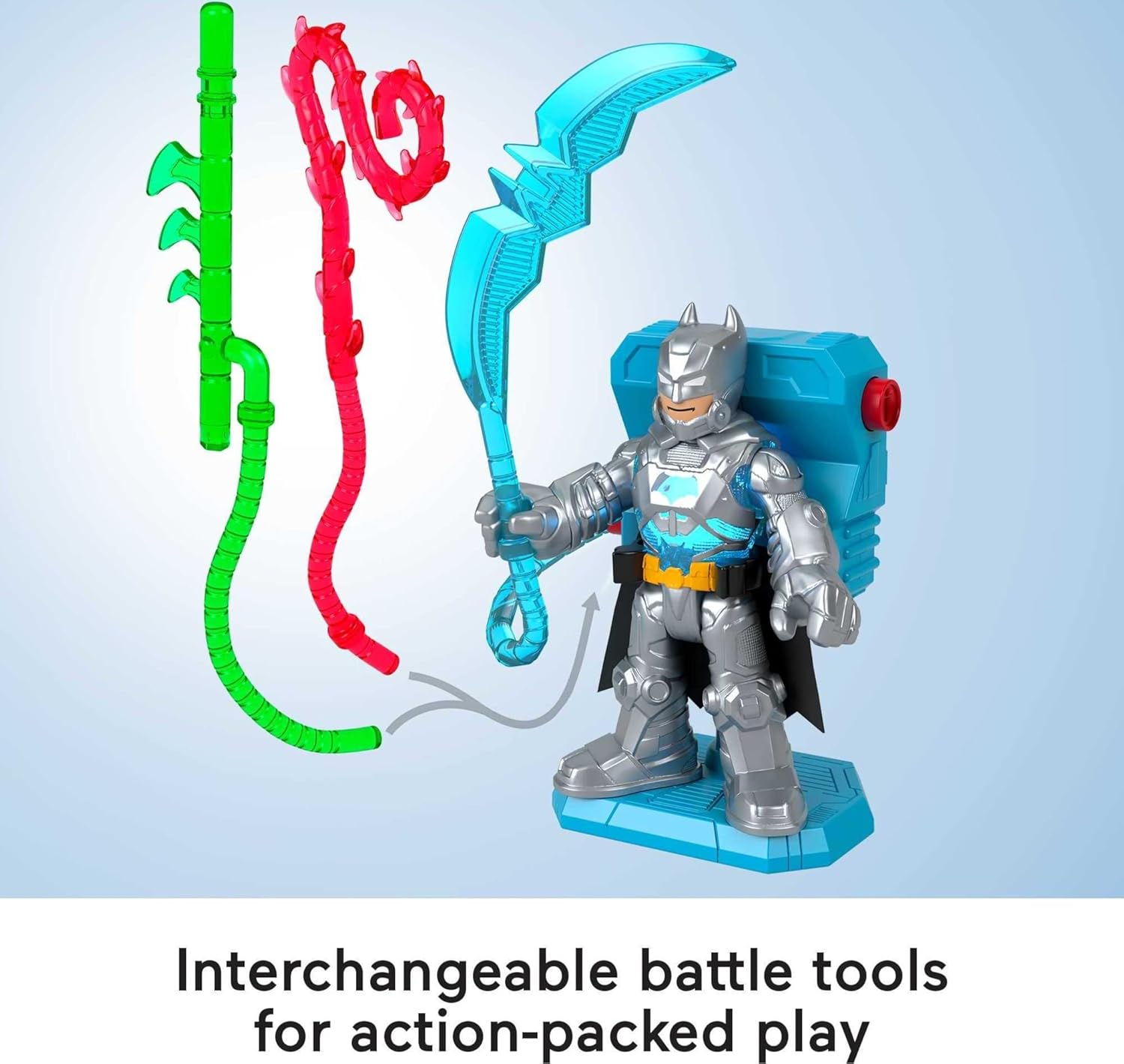 FisherPrice Imaginext DC Super Friends Preschool Toys Batman Battle Multipack 9Piece Figure Set with LightUp Backpack for Ages 3 Years