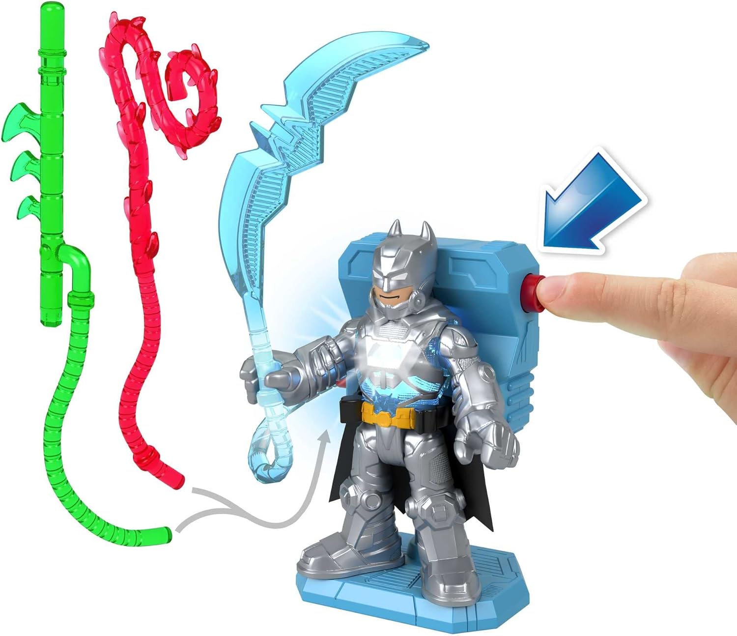 FisherPrice Imaginext DC Super Friends Preschool Toys Batman Battle Multipack 9Piece Figure Set with LightUp Backpack for Ages 3 Years