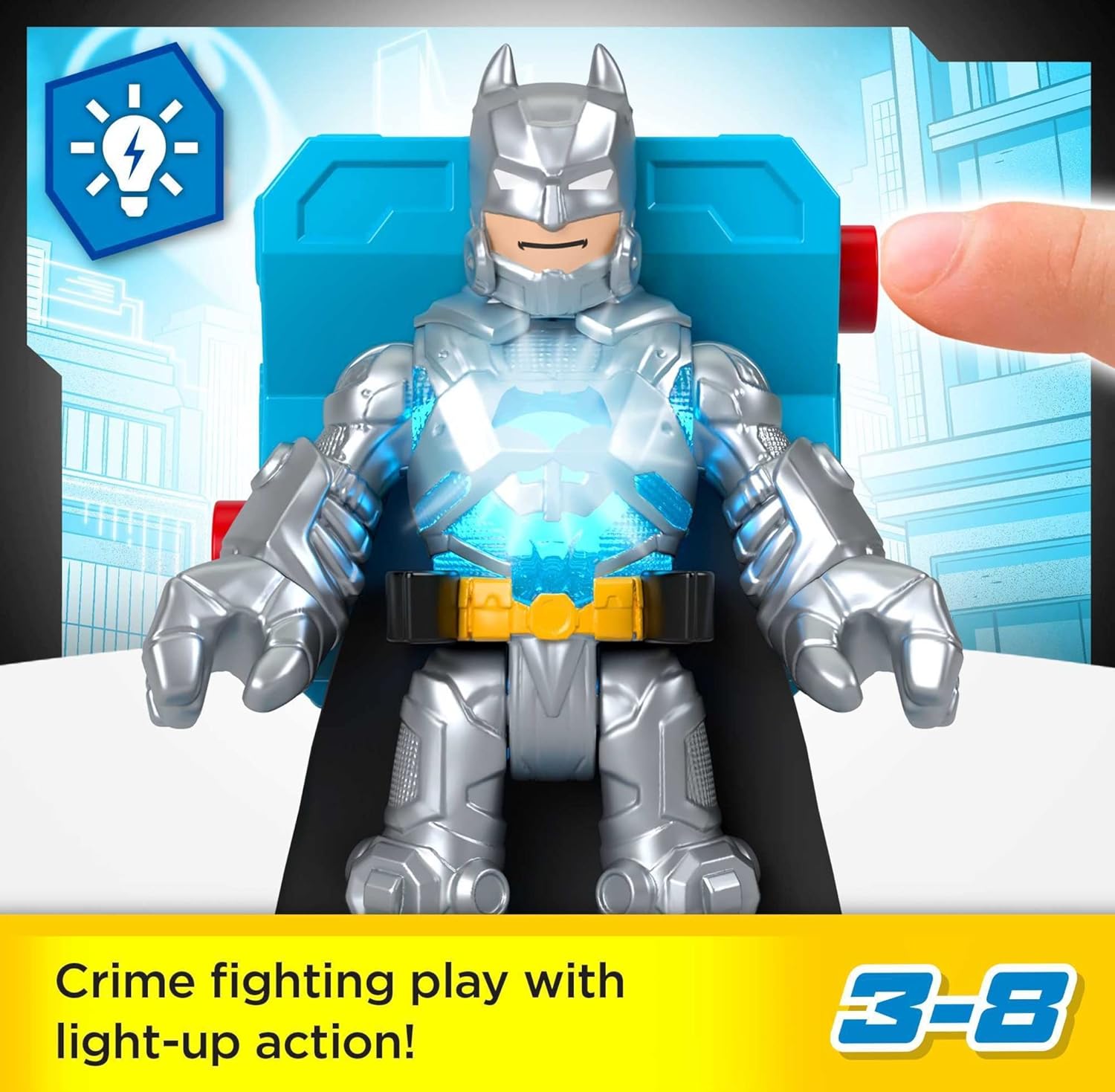 FisherPrice Imaginext DC Super Friends Preschool Toys Batman Battle Multipack 9Piece Figure Set with LightUp Backpack for Ages 3 Years