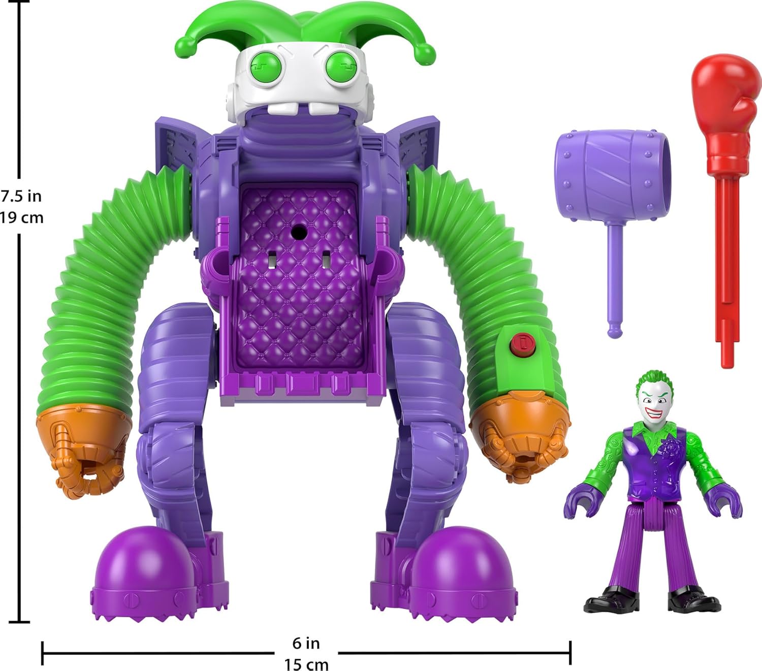 FisherPrice Imaginext DC Super Friends The Joker Toy Battling Robot with Poseable Figure ampamp Lights for Pretend Play Kids Ages 3 Years