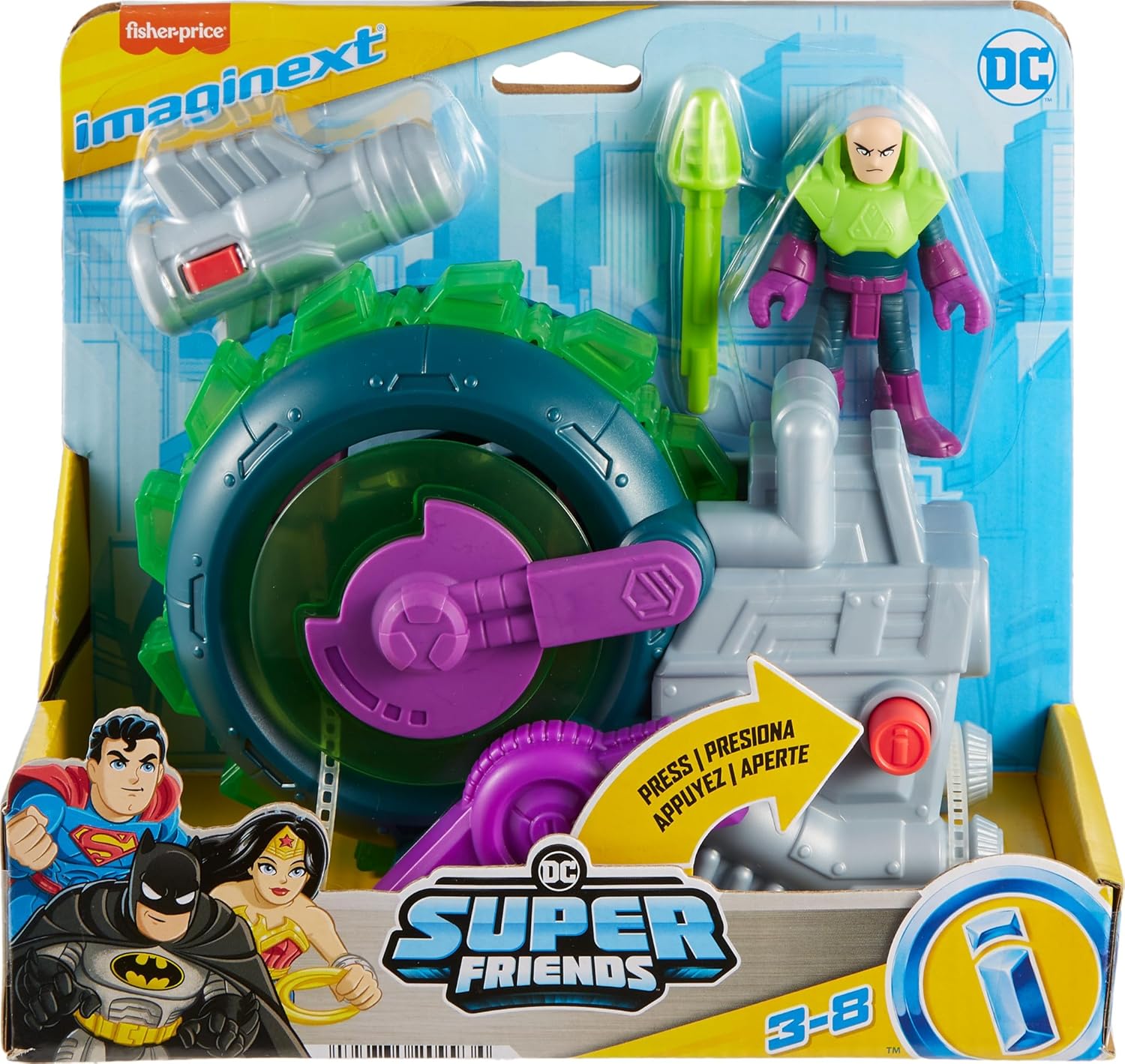 FisherPrice Imaginext DC Super Friends Toy Lex Luthor Spinning Saw Vehicle ampamp Figure Set for Pretend Play Kids Ages 3 Years