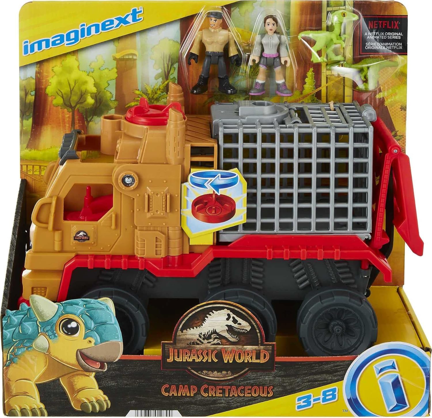 FisherPrice Imaginext Jurassic World Camp Cretaceous Toys Dinosaur Hauler Vehicle ampamp Yaz Poseable Figure for Preschool Kids Ages 3 Years