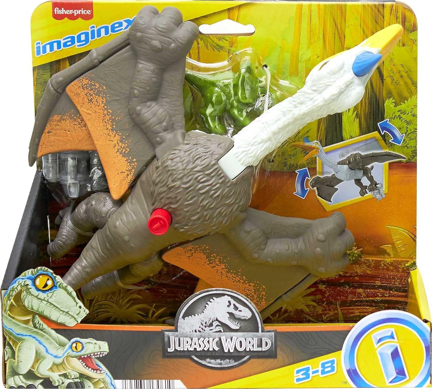 FisherPrice Imaginext Jurassic World Dinosaur Toy Soaring Quetzal Figure Set for Pretend Play Preschool Kids Ages 3 Years