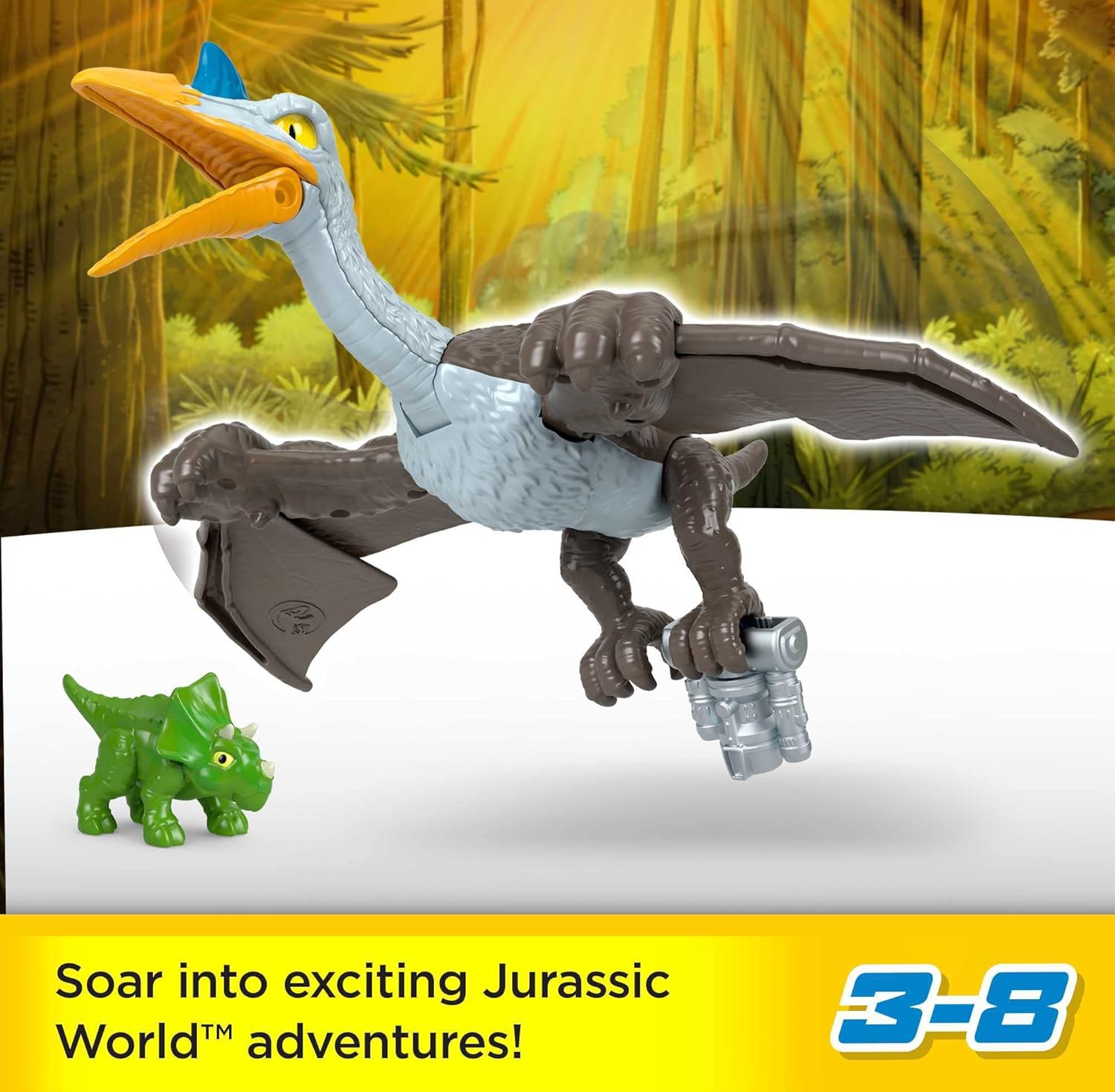 FisherPrice Imaginext Jurassic World Dinosaur Toy Soaring Quetzal Figure Set for Pretend Play Preschool Kids Ages 3 Years