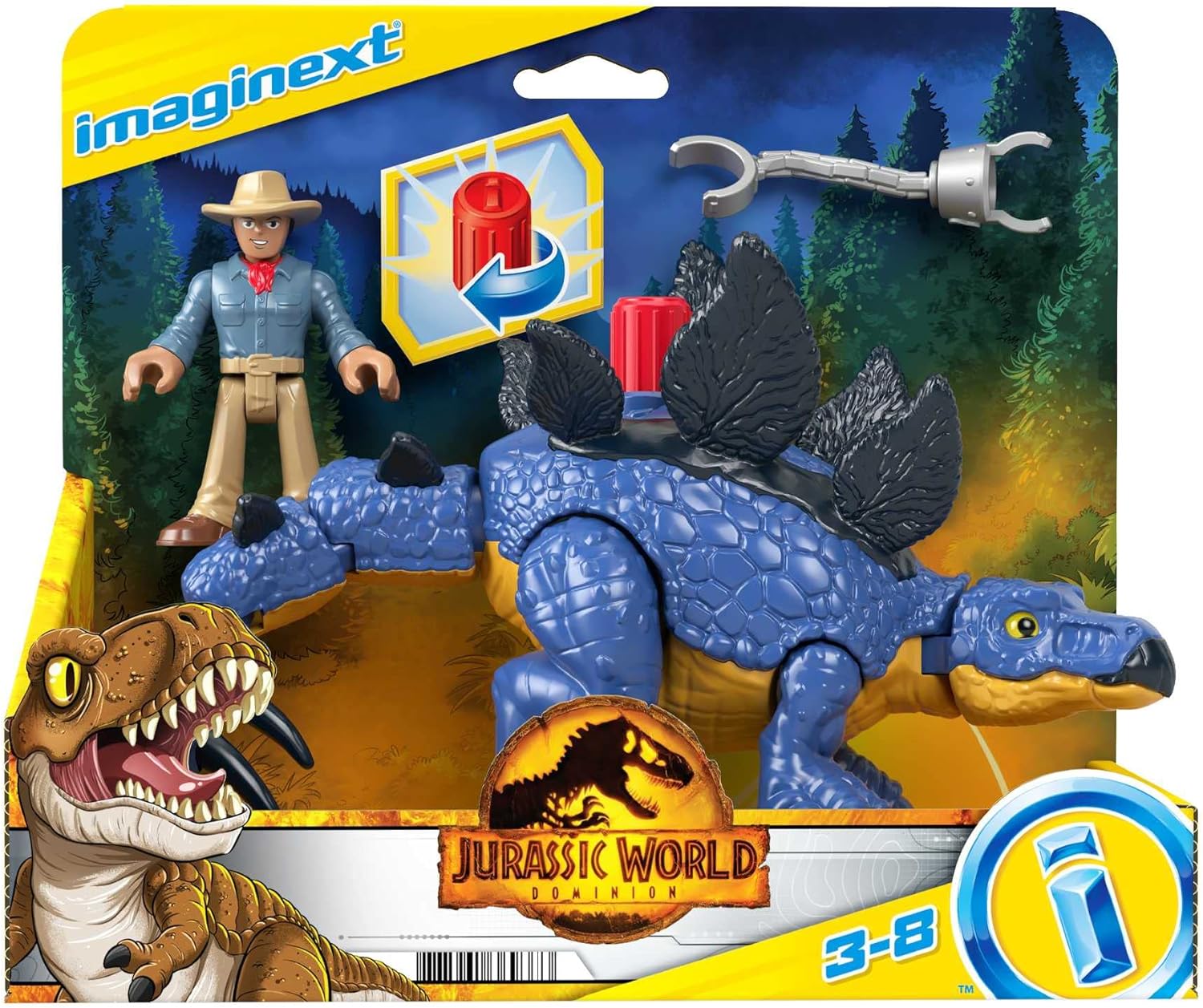 FisherPrice Imaginext Jurassic World Dinosaur Toy Stegosaurus ampamp Dr Alan Grant Figure Set for Pretend Play Preschool Kids Ages 3 Years