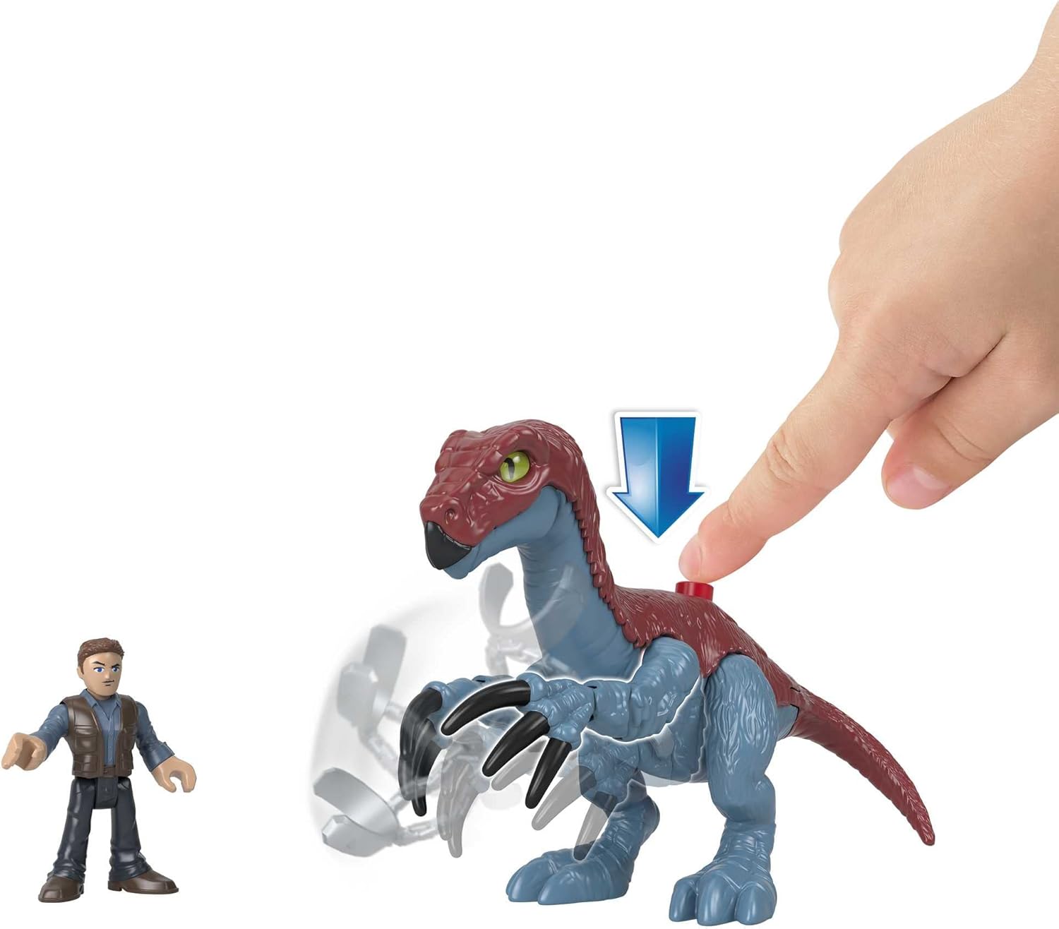 FisherPrice Imaginext Jurassic World Dinosaur Toy Therizinosaurus ampamp Owen Grady Figure Set for Pretend Play Preschool Kids Ages 3 Years