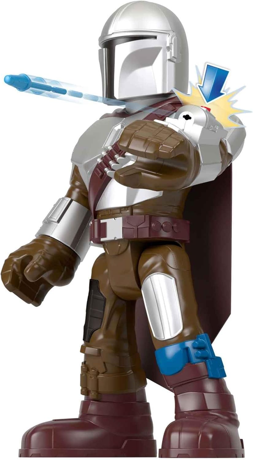 FisherPrice Imaginext Star Wars Toy The Mandalorian XXL Figure 16 Inch Tall Poseable Character with Launcher for Kids Ages 3 YearsMandalorian XXL