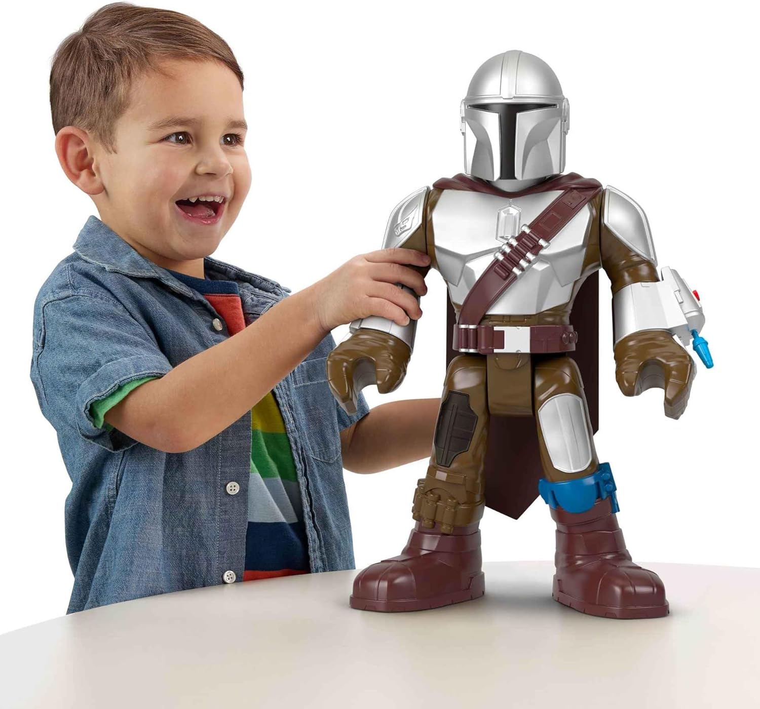 FisherPrice Imaginext Star Wars Toy The Mandalorian XXL Figure 16 Inch Tall Poseable Character with Launcher for Kids Ages 3 YearsMandalorian XXL