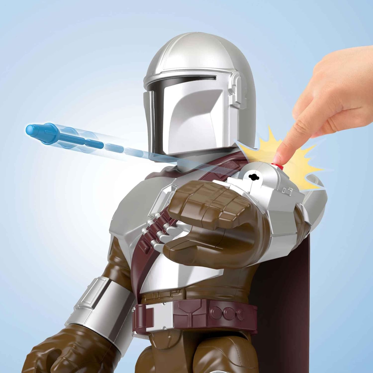 FisherPrice Imaginext Star Wars Toy The Mandalorian XXL Figure 16 Inch Tall Poseable Character with Launcher for Kids Ages 3 YearsMandalorian XXL