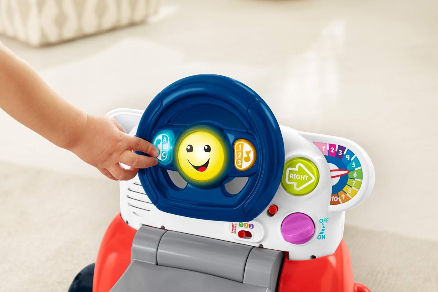 FisherPrice Laugh ampamp Learn 3In1 Smart Car Baby Walker ampamp Toddler RideOn Toy with Smart Stages Learning Content for Ages 9 MonthsStandard