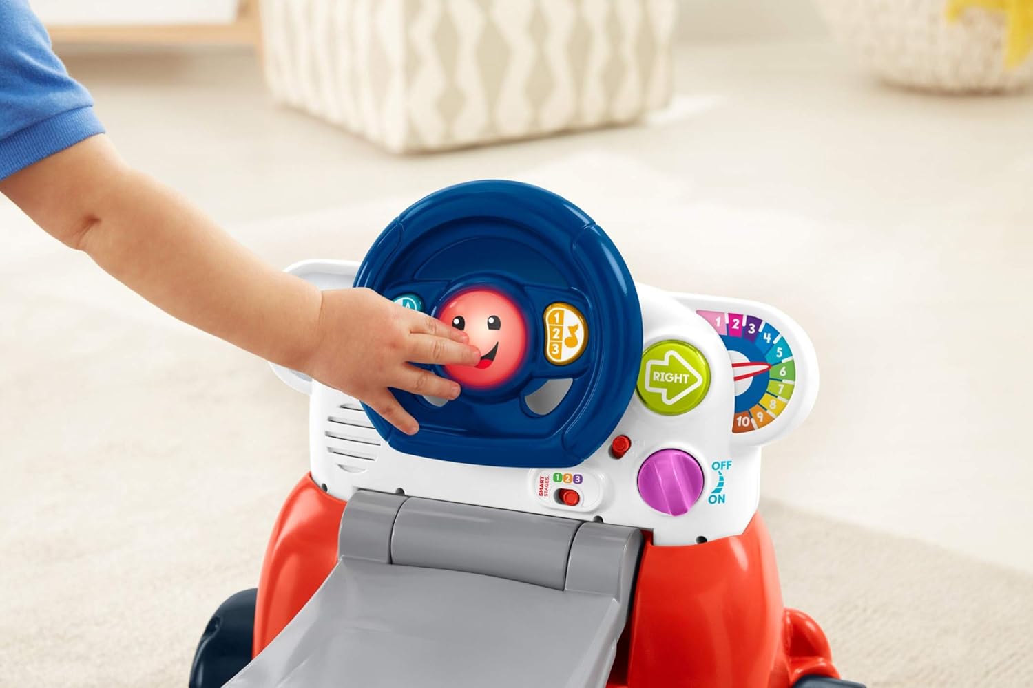 FisherPrice Laugh ampamp Learn 3In1 Smart Car Baby Walker ampamp Toddler RideOn Toy with Smart Stages Learning Content for Ages 9 MonthsStandard