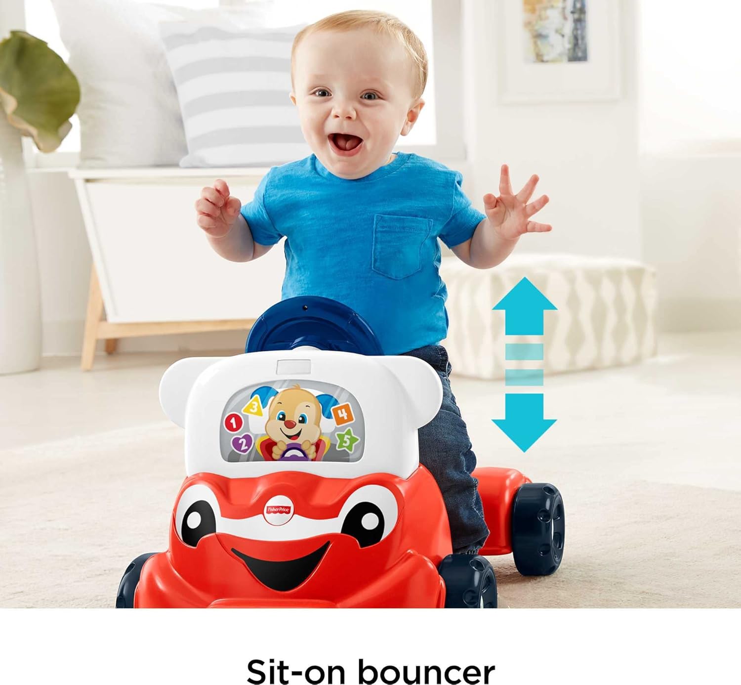 FisherPrice Laugh ampamp Learn 3In1 Smart Car Baby Walker ampamp Toddler RideOn Toy with Smart Stages Learning Content for Ages 9 MonthsStandard