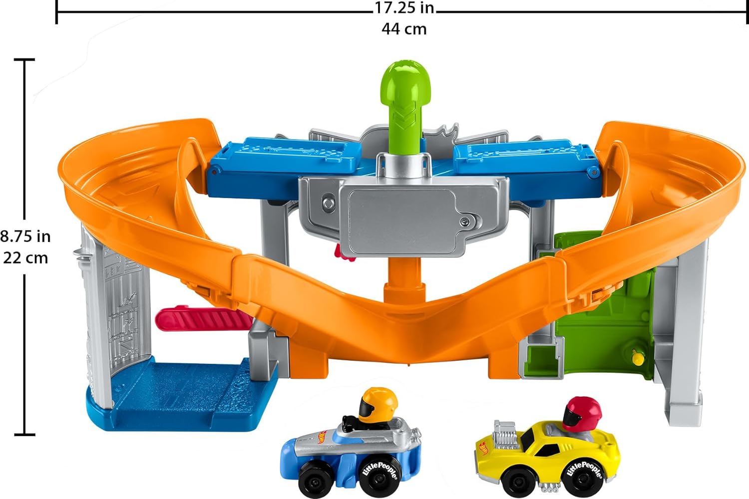 FisherPrice Little People Hot Wheels Toddler Toy Race and Go Track Set with Lights Sounds ampamp 2 Cars for Pretend Play Kids Ages 18 Months