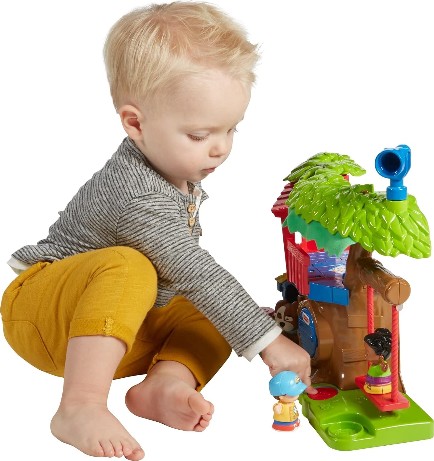 FisherPrice Little People Toddler Musical Toy Swing ampamp Share Treehouse Playset with 3 Figures for Pretend Play Ages 1 Years