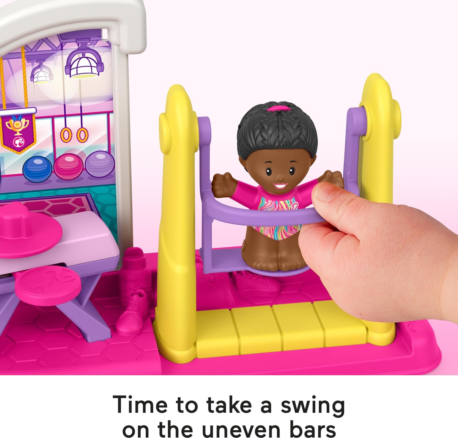 FisherPrice Little People Toddler Toy Barbie You Can Be Anything Gymnast Playset with Figure for Preschool Pretend Play Kids Ages 18 Months