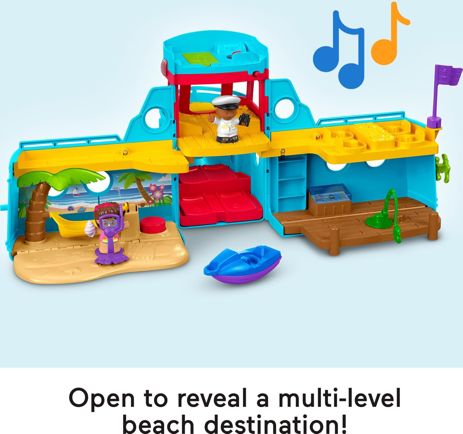 FisherPrice Little People Toddler Toy Travel Together Friend Ship Musical Playset with 2 Figures for Pretend Play Kids Ages 1 Years
