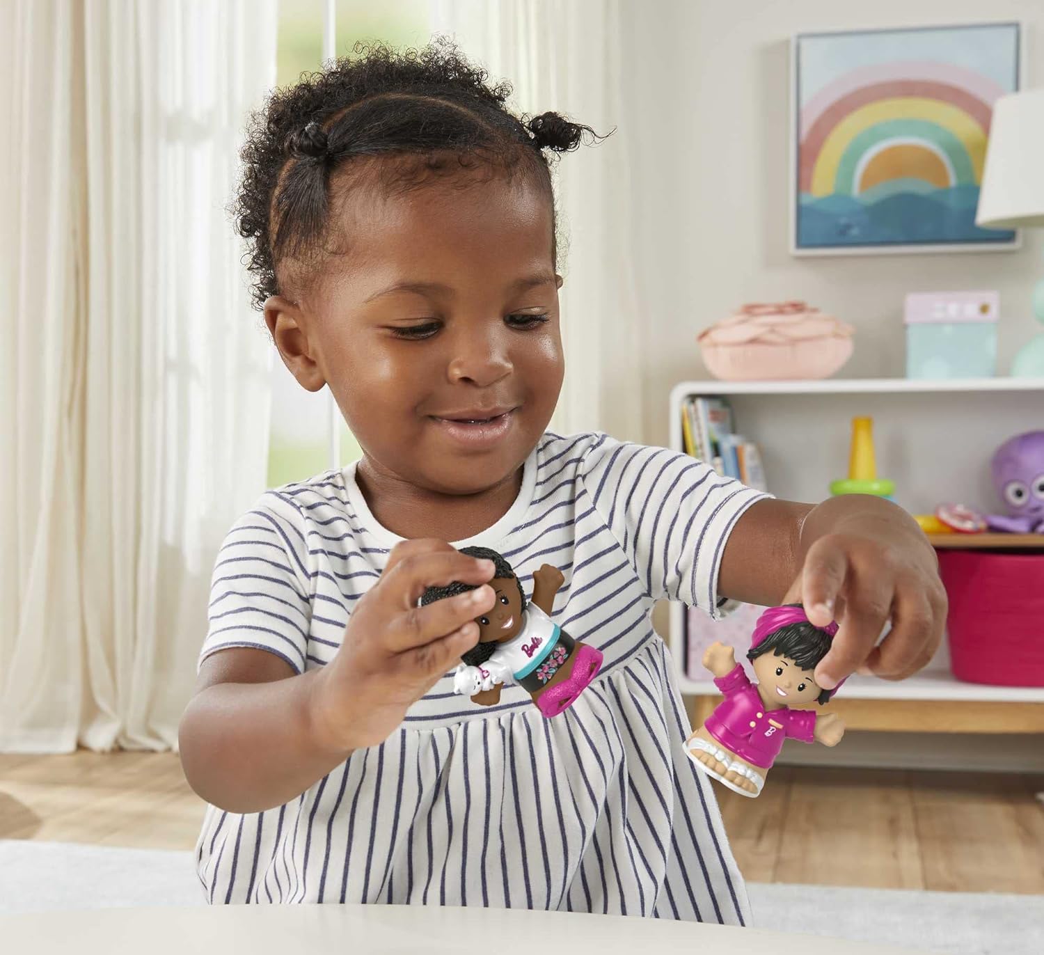 FisherPrice Little People Toddler Toys Barbie Sleepover Figure Set with 2 Characters for Preschool Pretend Play Kids Ages 18 Months