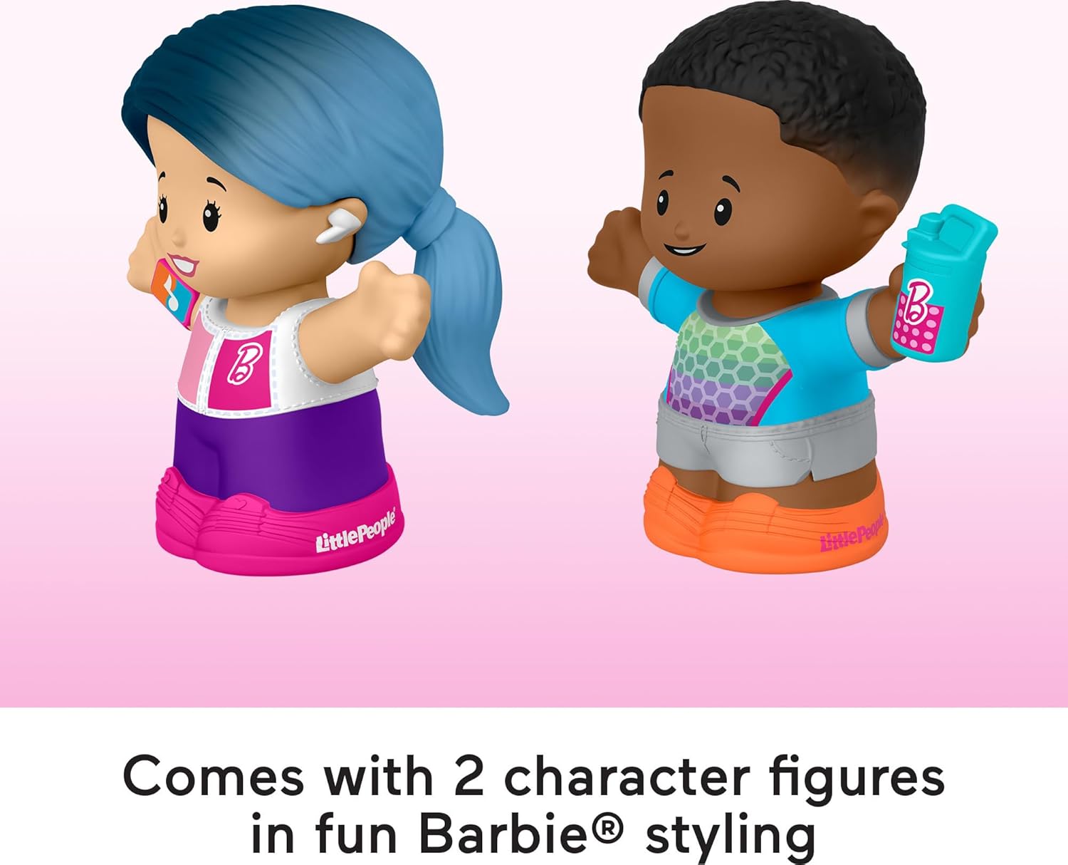 FisherPrice Little People Toddler Toys Barbie Wellness Figure Set with 2 Characters for Preschool Pretend Play Kids Ages 18 Months