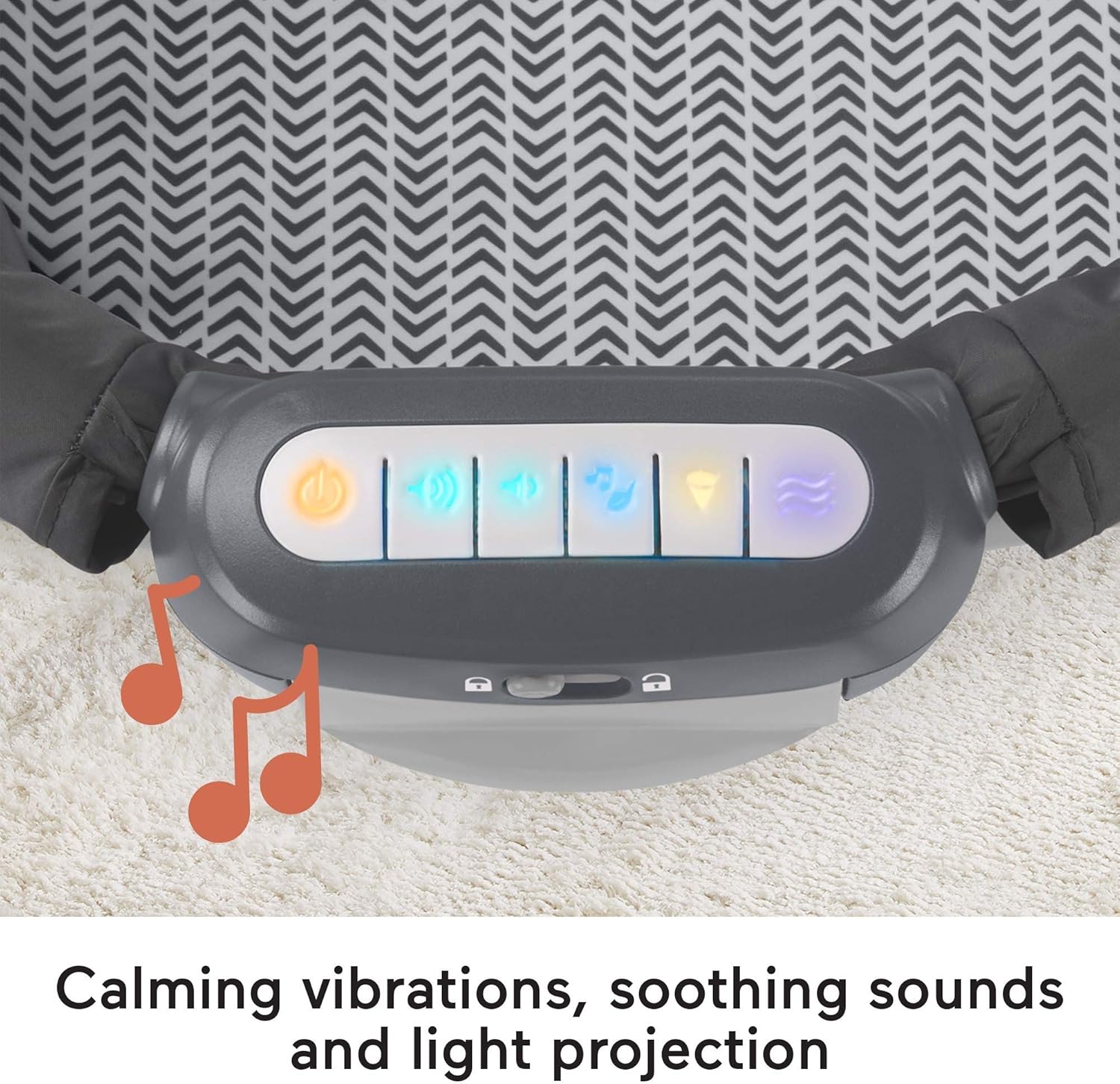 FisherPrice Portable Baby Crib Soothing View Projection Bassinet with Lights Music Vibrations ampamp Slim Fold for Newborns 0 Months Pencil StrokesPencil Strokes