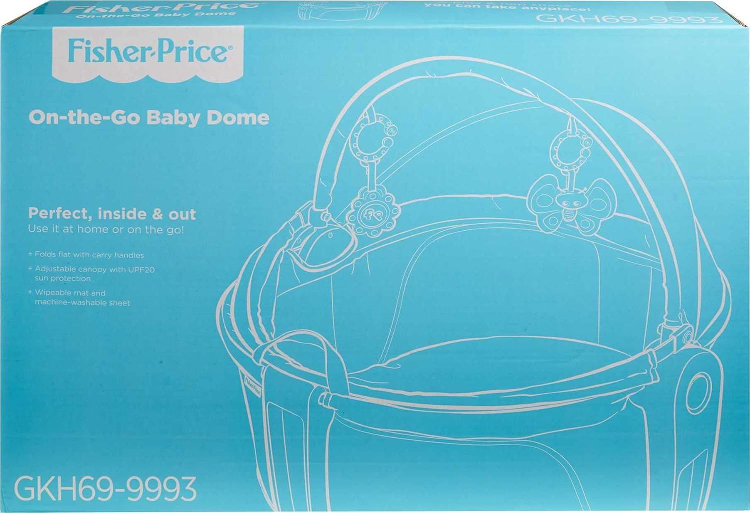FisherPrice Portable Bassinet OnTheGo Baby Dome Travel Play Space with Developmental Newborn Toys ampamp Canopy Pink Pacific Pebble