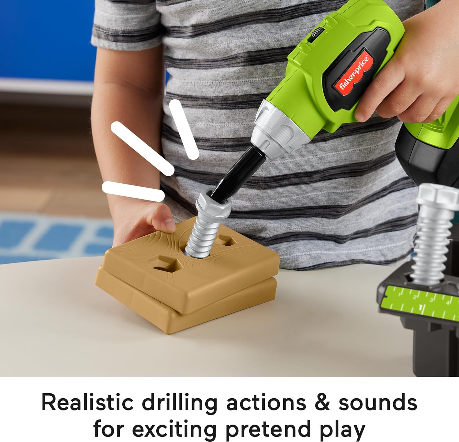 FisherPrice Preschool Toy Drillin Action Tool Set with Sounds 10 Pieces for Construction Pretend Play Kids Ages 3 Years