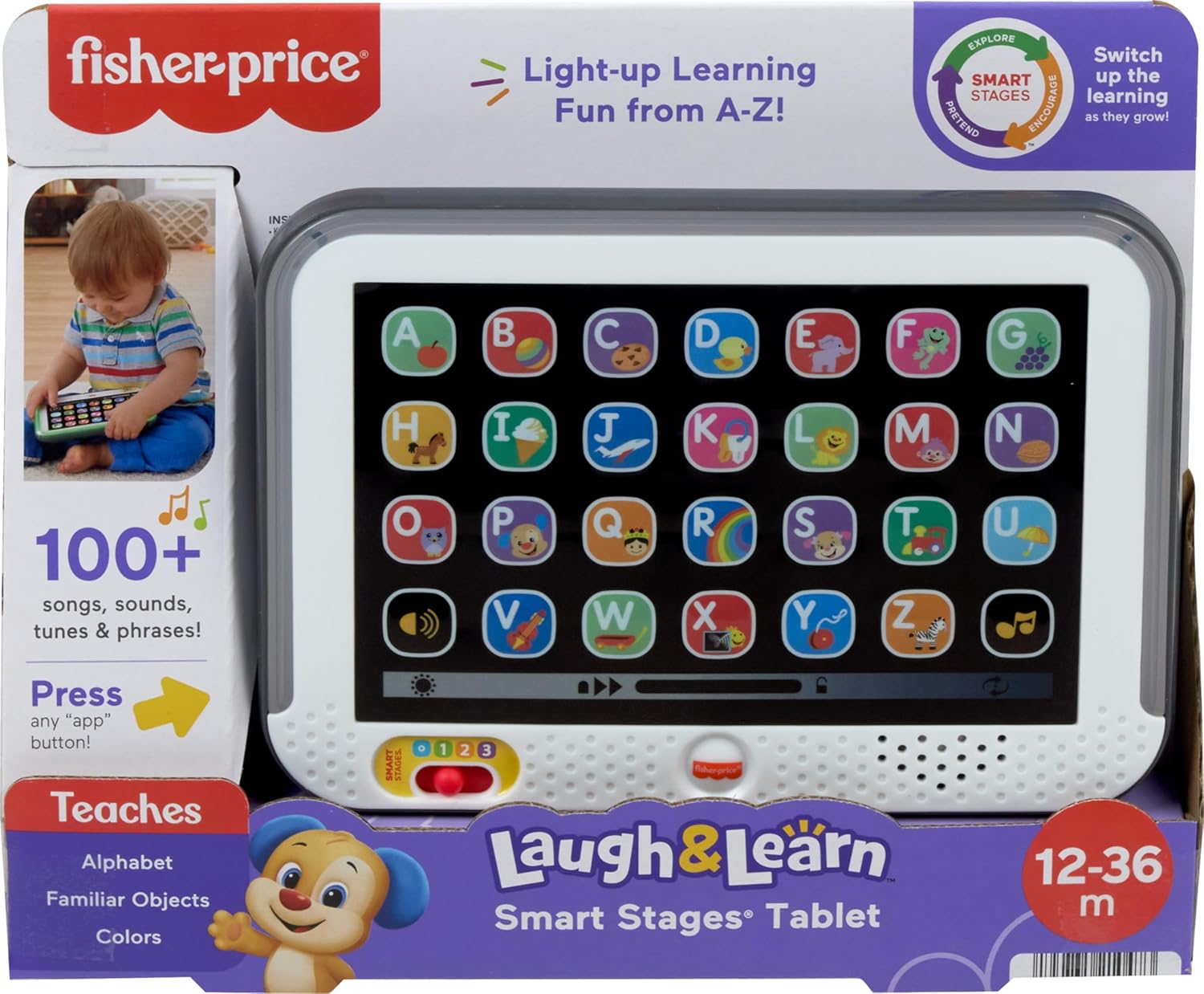 FisherPrice Toddler Learning Toy Laugh ampamp Learn Smart Stages Tablet Pretend Computer with Music ampamp Lights for Kids Ages 1 Years